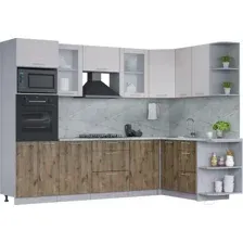 Готовая кухня Интерлиния Мила 1.68x2.8 правая (персидский жемчуг/дуб веллингтон/серый каспий)