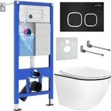 Унитаз подвесной Roxen Antares Black в комплекте с инсталляцией StounFix Dual Fresh 6 в 1 964681 (кн