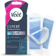 Полоски восковые Veet Expert для чувствительной кожи лица, 20 шт