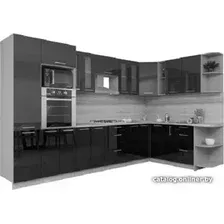 Готовая кухня Интерлиния Мила Gloss 1.88x3.4 правая (красный-черный)