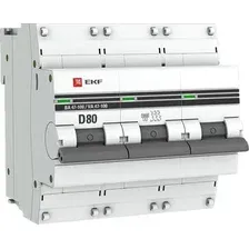 Выключатель автоматический EKF PROxima ВА 47-100 3P 80A (D) 10kA mcb47100-3-80D-pro