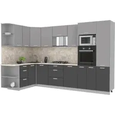 Готовая кухня Интерлиния Мила Лайт 1.68x3.2 левая (серебристый/антрацит/малага)