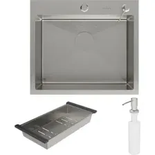 Мойка кухонная Roxen Simple 560220-55 с коландером и дозатором (сатин)