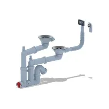 Сифон Ани F серия 3 1/2"*40, двойной ,с отводом для стиральной машины ,гибким круглым и прямоугольным переливом  F3545S