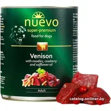 Консервированный корм для собак Nuevo Adult Venison with pasta, cranberry and safflower oil (Оленина с макаронами, клюквой и сафлоровым маслом) 0.8 кг