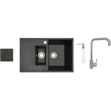 Кухонная мойка БелЭворс Forma R + смеситель W4998-4 + дозатор L405-1 (черный)