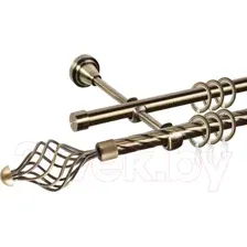 Карниз для штор АС ФОРОС Grace D16K/16Г + наконечники Ажур (2м, антик)