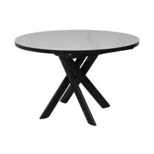 Стол раздвижной RONALDO-120 120(160) PATAGONOA BIANCO GLOSS PREMIUM CER/черный