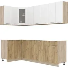 Готовая кухня Интерлиния Мила 12x24 без столешницы (белый платинум/дуб золотой)