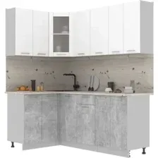 Готовая кухня Интерлиния Мила 12x20 (белый платинум/бетон/бискайская сосна)