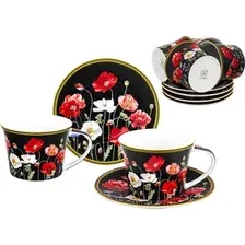 Набор чашек Elan Gallery Маки на черном New Bone China 420673_6