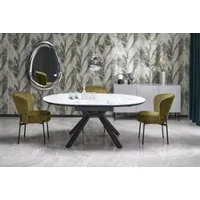 Кухонный стол Halmar Vertigo 130-180/130/76 (белый мрамор/черный)