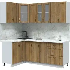 Готовая кухня Интерлиния Мила Крафт 1.2x2.1 (дуб вотан/дуб вотан/серый каспий)