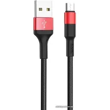 Кабель Hoco X26 USB Type-A - microUSB (1 м, черный/красный)