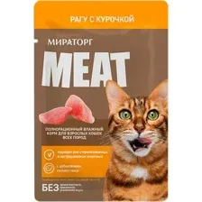 Влажный корм для кошек Мираторг Meat для взрослых кошек всех пород рагу с курочкой (75г)