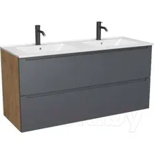 ЗОВ Тумба с умывальником Дион 120 D120LHO0M7015MKV5-OL120 (графит матовый/дуб)