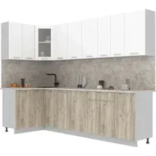 Готовая кухня Интерлиния Мила 12x28 (белый платинум/дуб серый/малага)