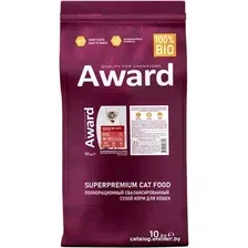 Сухой корм для кошек Award Adult Indoor Big Сats (для крупных пород с говядиной и курицей с добавлением брокколи и Юкки Шидигера) 10 кг
