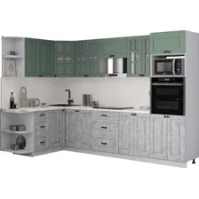 Готовая кухня Интерлиния Мила Деко 1.68x3.0 LV (керамика/мята/опал светлый)