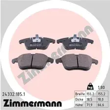 Тормозные колодки дисковые передняя ось ZIMMERMANN 24332.185.1