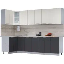 Кухонный гарнитур Interline Мила 12x28 (персидский жемчуг/антрацит/травертин серый)