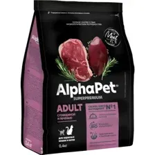 Корм для кошек AlphaPet 111000, для взрослых кошек, говядина и печень, 400 г