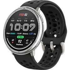 Умные часы Amazfit Active 2 (серебристый, с черным силиконовым ремешком)