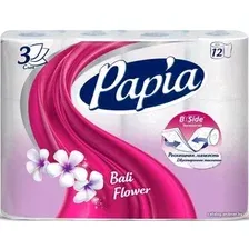 Туалетная бумага Papia Балийский цветок (3 слоя, 12 рулонов)