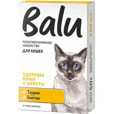 Лакомство для кошек Balu Здоровье кожи и шерсти для здоровье кожи и шерсти 50 г (100 таблеток)