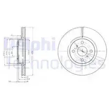 Тормозной диск DELPHI BG4054 вентилируемый , задняя ось
