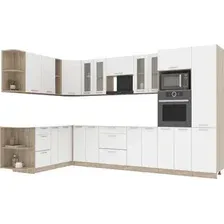 Готовая кухня Интерлиния Мила 1.88x3.4 левая без столешницы (белый платинум)