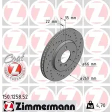 Тормозной диск ZIMMERMANN 150.1258.52 вентилируемый, перфорированный , передняя ось