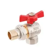 Кран шаровый угловой 1" нар.-вн. Бабочка (со сгоном) PN40 AV Engineering (с американкой)