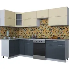 Готовая кухня Интерлиния Мила Gloss 60-12x28 (ваниль/асфальт глянец)