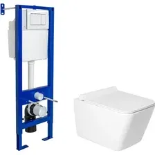 Унитаз подвесной Saniteco KW-9004W + Berges АТОМ 410 040333 (с кнопкой)