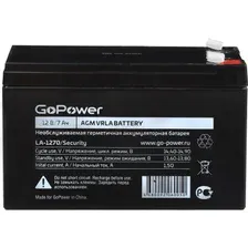 Аккумулятор свинцово-кислотный GoPower LA-1270/security 12V 7Ah клеммы T1/ F1 (1/5)