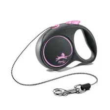 Поводок-рулетка Flexi Black Design XS (до 8 кг) 3 м трос черный/розовый