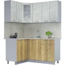 Готовая кухня Интерлиния Мила 12x16 (бетон лайт/дуб золотой/опал светлый)