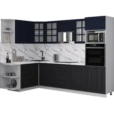 Готовая кухня Интерлиния Мила Деко 1.68x2.8 LV (черный/индиго/белый гранит)