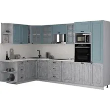 Готовая кухня Интерлиния Мила Деко 1.88x3.2 LV (керамика/океан/опал светлый)