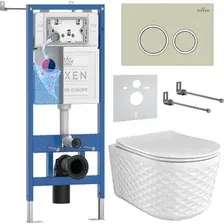 Унитаз подвесной Roxen Vine Tornado в комплекте с инсталляцией StounFix Dual Fresh 6 в 1 979011 (кнопка: бежевый)