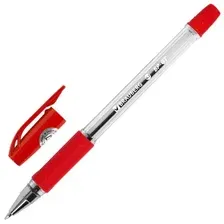 Ручка шариковая (КОМПЛЕКТ 12 штук) BRAUBERG BP-GT, КРАСНАЯ, корпус прозрачный, евронаконечник 0,7 мм, линия письма 0,35 мм, 144007