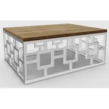 Журнальный столик Hype Mebel Лок 75x100 (белый/дуб галифакс олово)