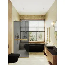 Душевая стенка MaybahGlass 89x195 MGD-735-3у (графитовое стекло/золотой)