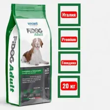 Корм для собак Vincent Fidog Adult, говядина, 20 кг
