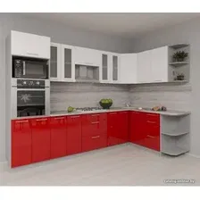 Готовая кухня Интерлиния Мила Gloss 1.68x3.0 правая (белый-красный)