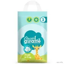 Подгузники LOVULAR GIRAFFE Classic, M, 6-11кг, 60шт/уп