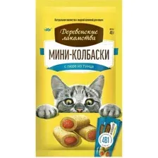 Мини-колбаски с пюре из тунца "Деревенские лакомства", для кошек, 40 г