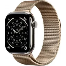 Apple Watch Series 11 LTE 42 мм (титановый корпус, природный/золотистый, миланская петля)
