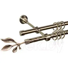 Карниз для штор АС ФОРОС Grace D16K/16Г + наконечники Баваро (1.4м, антик)